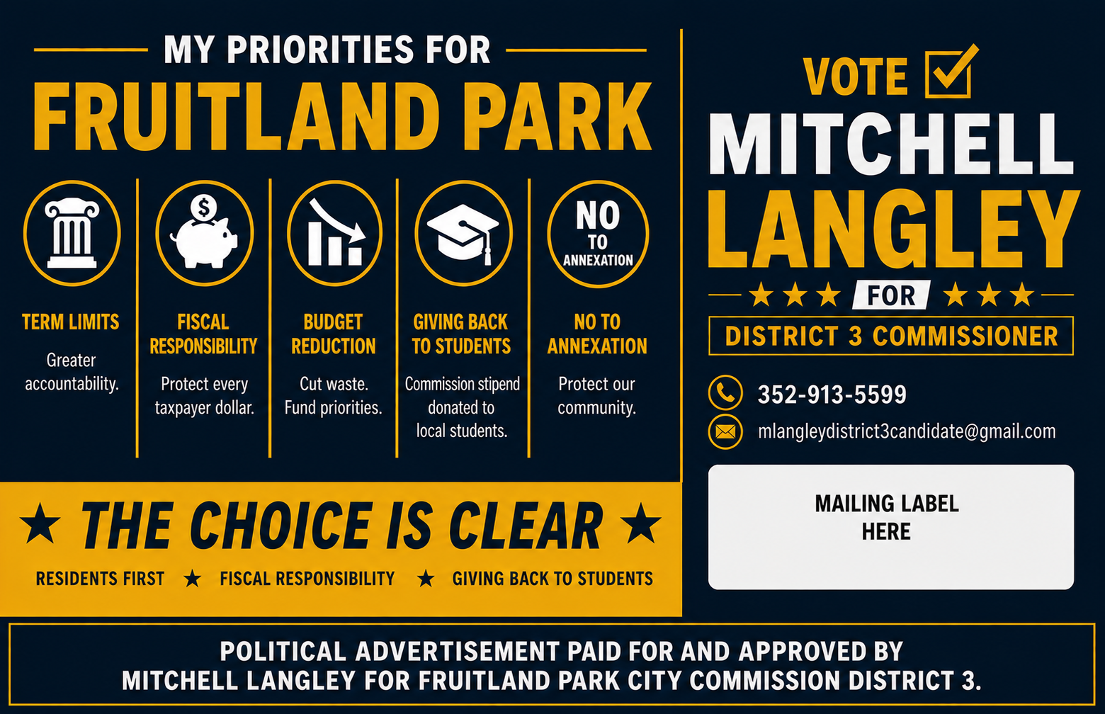 Mitchell Langley Campaign Flyer